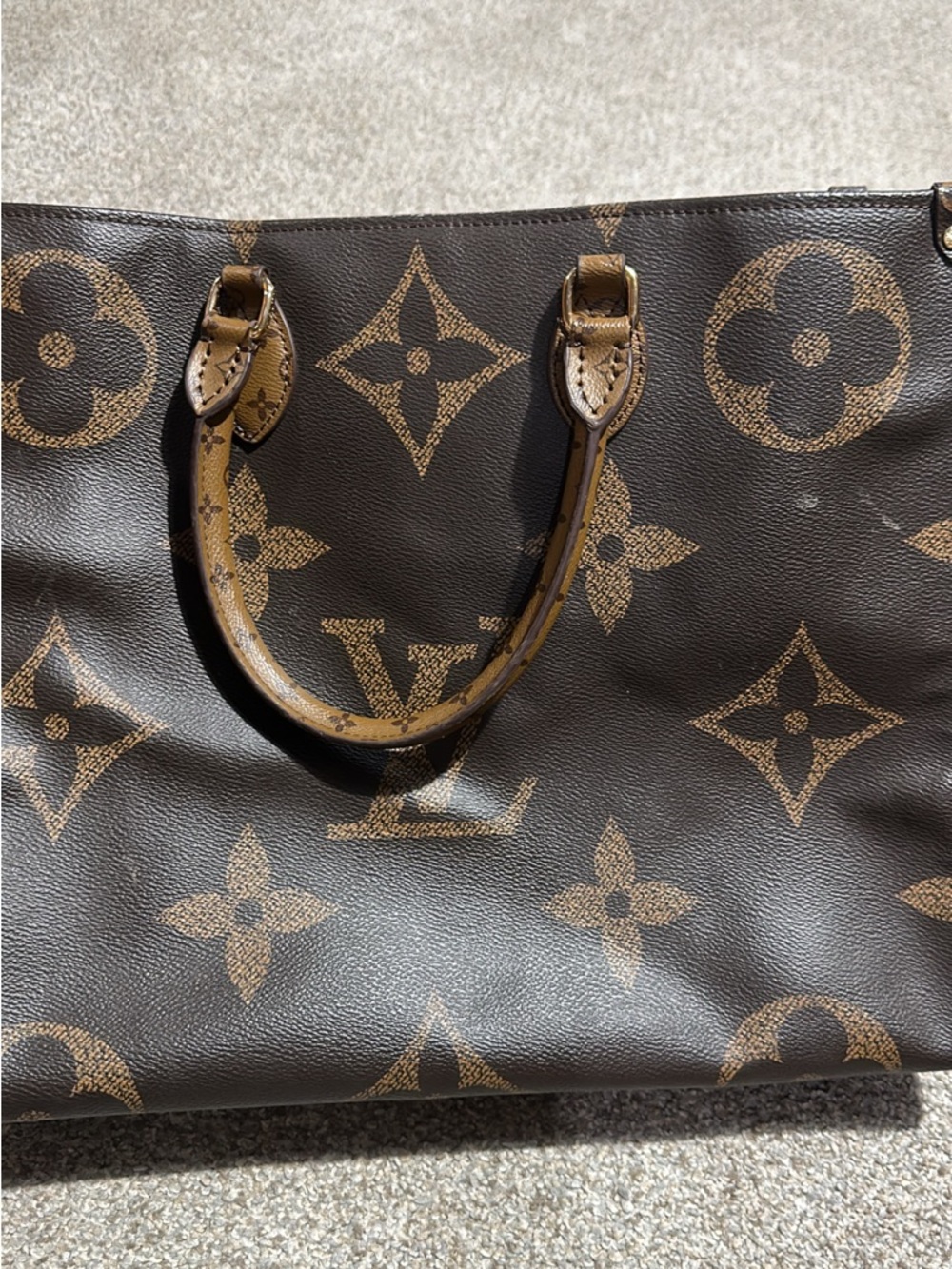 Designer Monogram Tote in Tan with Red Interior - Picture 2 of 6
